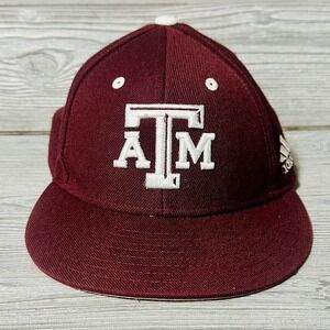 Adidas‎ Texas A&M Aggies Maroon Fitted Hat Cap Size 7 1/4 Climalite Wool Blend